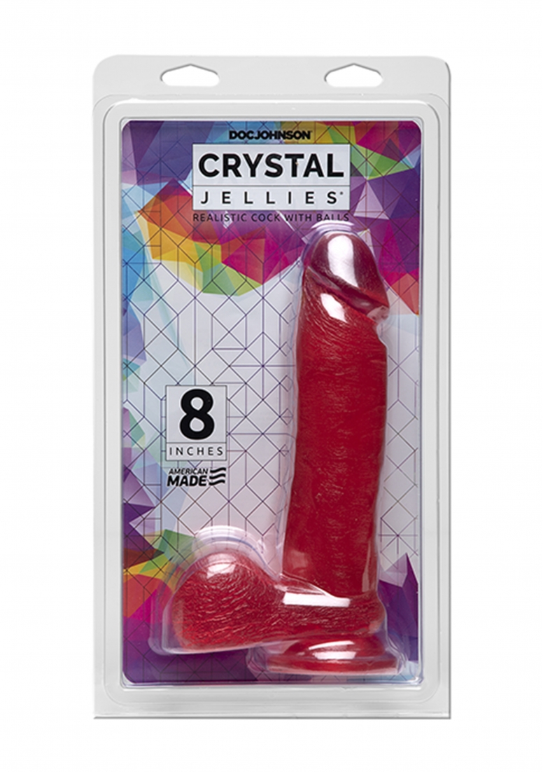 Crystal Jellies - Realistic Cock with Balls - 8 Inch - Pink