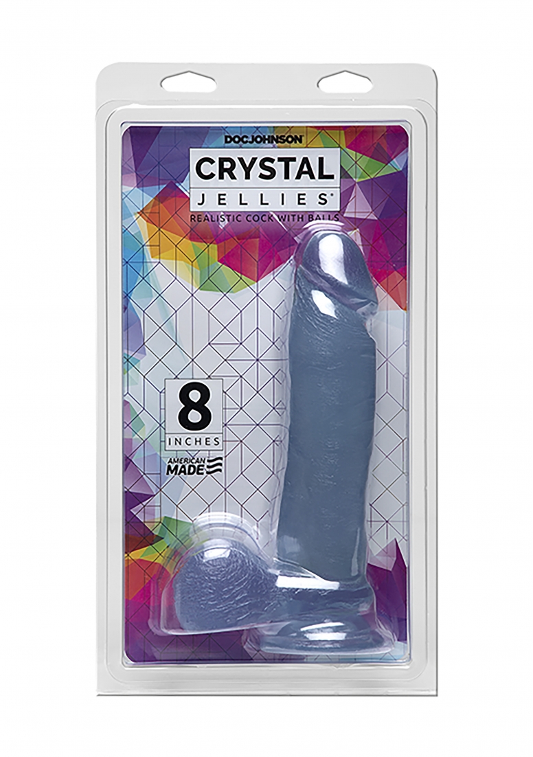 8 Inch Realistic Cock with Balls - Clear