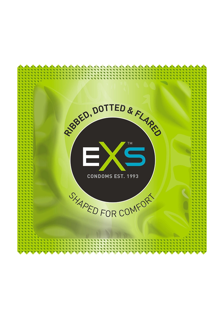 Exs Ribbed. Dotted Flared Condoms - 100 pack