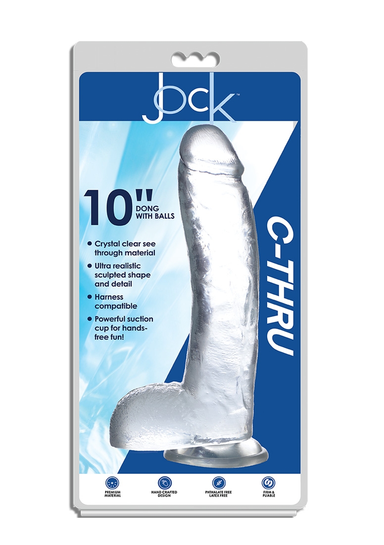10 Inch C-Thru Dong with Balls - Clear