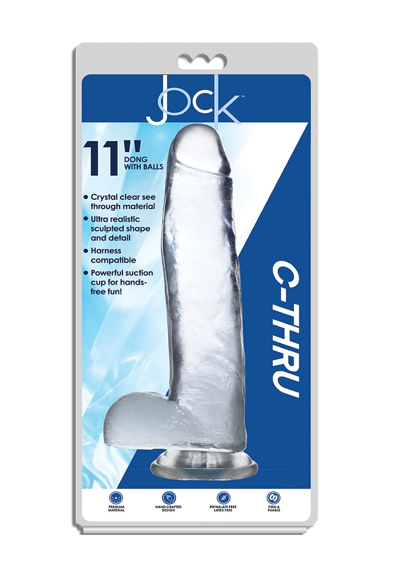 11 Inch C-Thru Dong with Balls - Clear