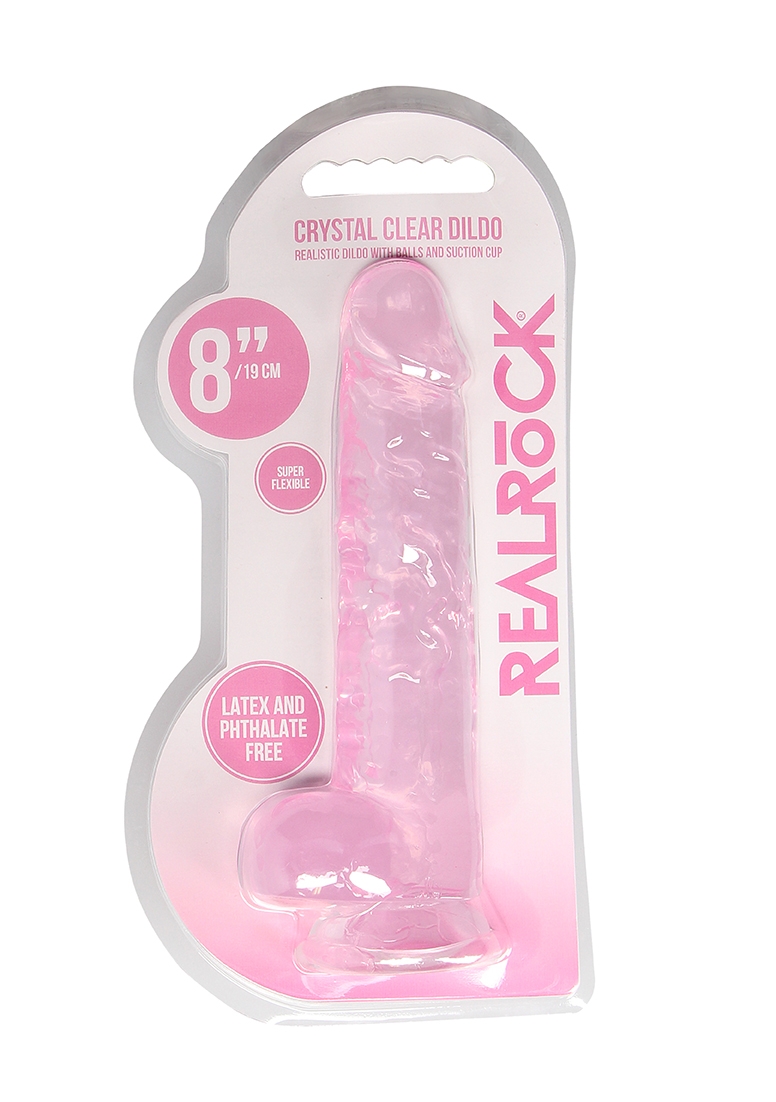 8" / 20 cm Realistic Dildo With Balls - Pink